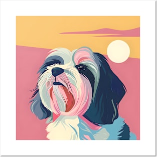 Retro Bearded Collie: Pastel Pup Revival Posters and Art